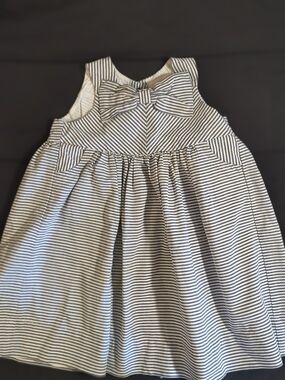 Janie and Jack Black & White Striped Bow-Front Dress